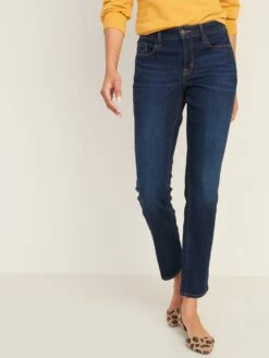Old Navy Mid-Rise Power Slim Straight Jeans For Women