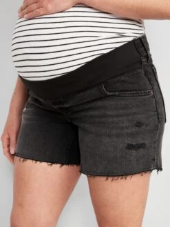 Old Navy Maternity Front Low Panel OG Straight Black Jean Cut-Off Shorts -- 5-inch Inseam -Eddie Bauer Store cn53291890
