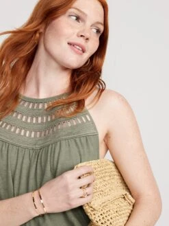 Old Navy Sleeveless Crochet-Trim Linen-Blend Top For Women -Eddie Bauer Store cn53353773