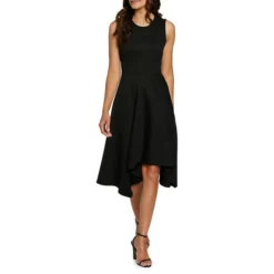 Handkerchief-Hem Sleeveless Ponte Dress