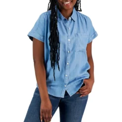 Short-Sleeve Collared Tencel Camp Shirt