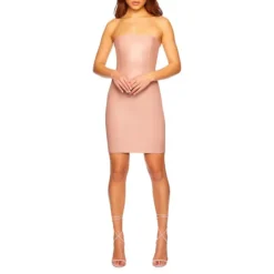 Faux Leather Strapless Dress