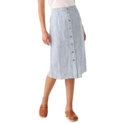 Whitley Linen Stripe Midi Skirt