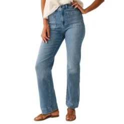 Patch-Pocket Wide-Leg Jeans