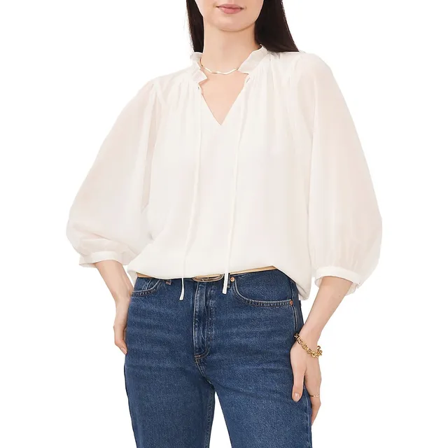 Vince Camuto Splitneck Raglan Peasant-Sleeve Blouse 3 Vince Camuto Splitneck Raglan Peasant-Sleeve Blouse