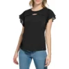 Calvin Klein Flutter-Sleeve Cut-Out Top