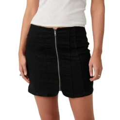 FREE PEOPLE Layla Zip Denim Mini Skirt