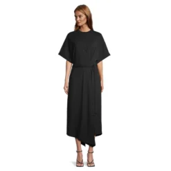 Short-Sleeve Asymmetric Midi Dress