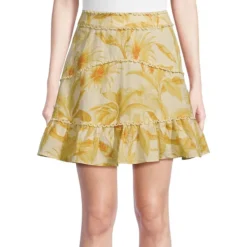 Lipsy Scallop-Trim Floral Mini Skirt