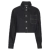 Boxy-Fit Cropped Denim Shirt