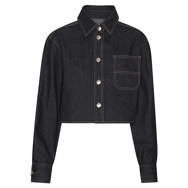 Boxy-Fit Cropped Denim Shirt 3 Boxy-Fit Cropped Denim Shirt