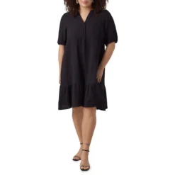 Vero Moda Plus Natali Loose-Fit Tiered-Hem Dress