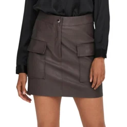 ONLY Vera Faux Leather Cargo Mini Skirt