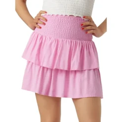 Vero Moda Shirred-Waist Tiered Skirt