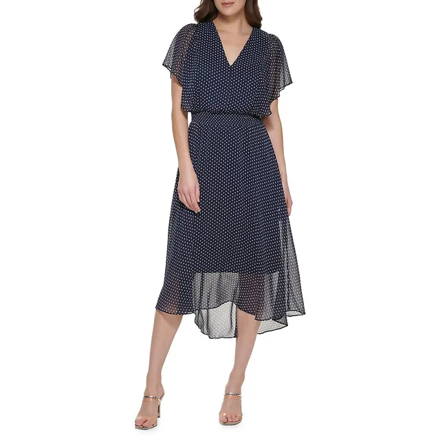 DKNY V-Neck Flutter-Sleeve Smocked-Waist Chiffon Midi Dress 3 DKNY V-Neck Flutter-Sleeve Smocked-Waist Chiffon Midi Dress