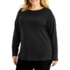 Plus Boatneck Long-Sleeve Top