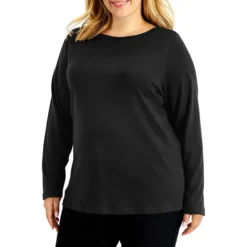 Plus Boatneck Long-Sleeve Top
