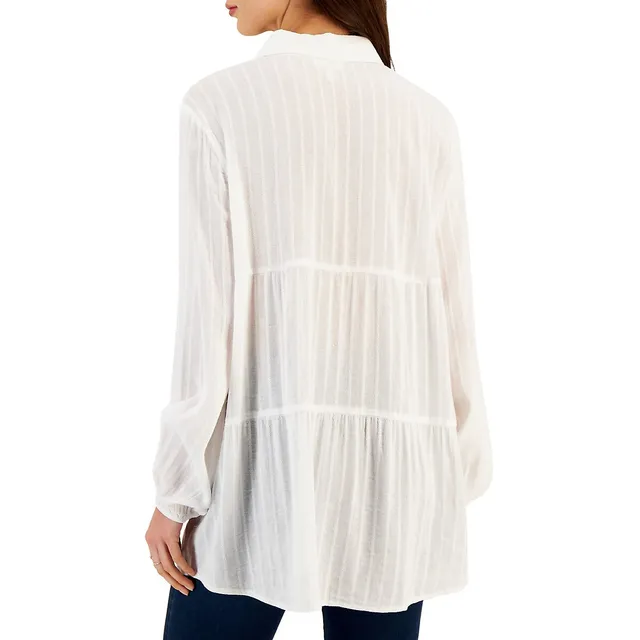 Textured-Stripe Tiered Shirt 4 Textured-Stripe Tiered Shirt - Image 2
