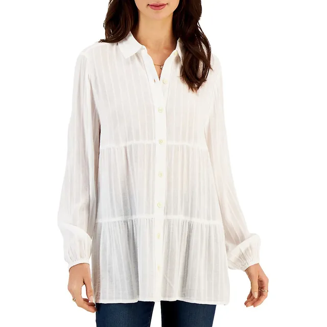 Textured-Stripe Tiered Shirt 3 Textured-Stripe Tiered Shirt