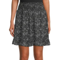 Gathered Hem Floral Mini Skirt