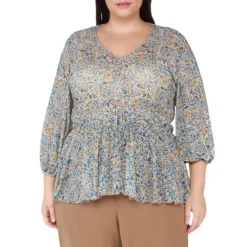 Plus Printed Mesh Flared Top