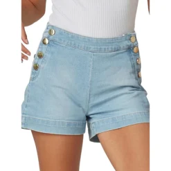 Liana High-Rise Side-Button Shorts