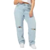 GOOD AMERICAN Mid-Rise 5-Pocket Ripped Jeans