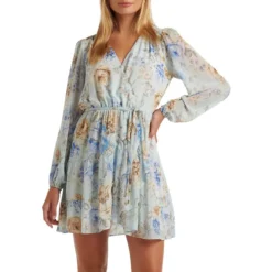 Rose Floral Tiered Mini Skater Dress