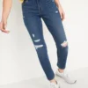 Old Navy Mid-Rise Power Slim Straight Ripped Jeans For Women