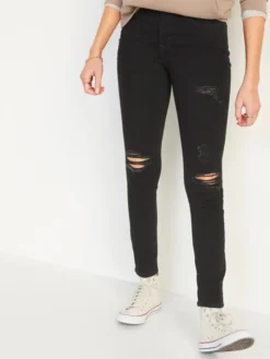 Old Navy High-Waisted Pop Icon Black Ripped Skinny Jeans For Women