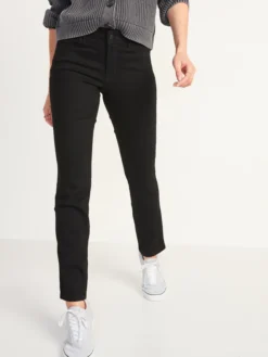 Old Navy Mid-Rise Power Slim Straight Black Jeans For Women
