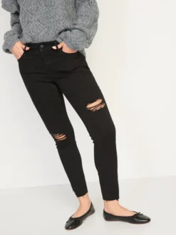 Old Navy Mid-Rise Rockstar Super-Skinny Raw-Edge Ankle Jeans For Women