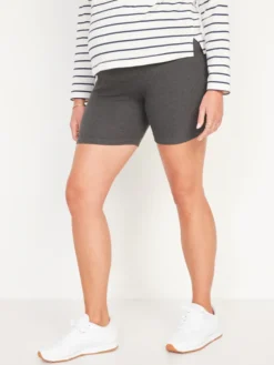 Old Navy Maternity Full-Panel Rib-Knit Biker Shorts -- 6-inch Inseam