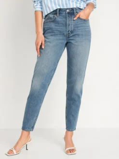 Old Navy High-Waisted Button-Fly Slouchy Taper Non-Stretch Ankle Jeans For Women