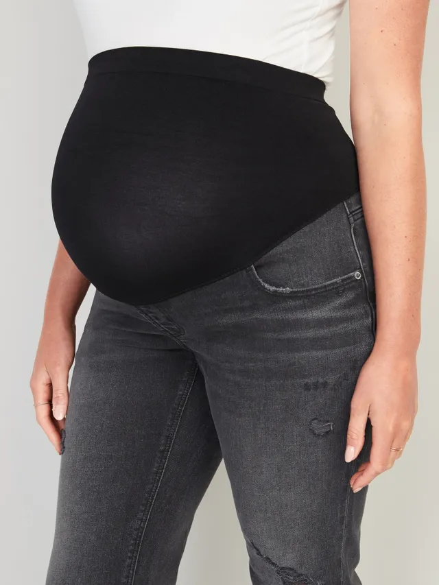 Old Navy Maternity Full Panel Boyfriend Straight Ripped Black Jeans 7 Old Navy Maternity Full Panel Boyfriend Straight Ripped Black Jeans - Image 5