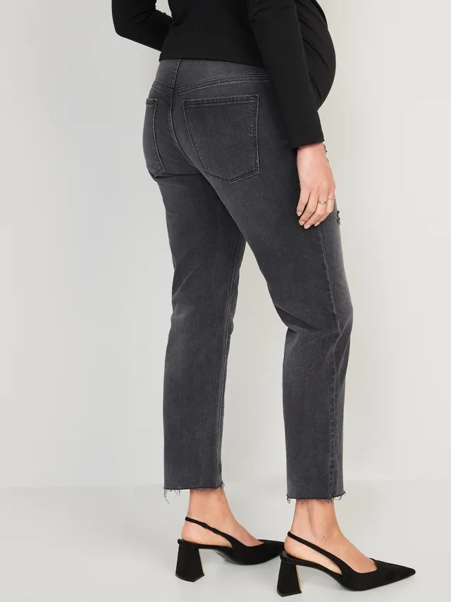 Old Navy Maternity Full Panel Boyfriend Straight Ripped Black Jeans 4 Old Navy Maternity Full Panel Boyfriend Straight Ripped Black Jeans - Image 2