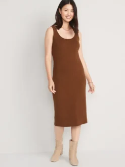 Old Navy Fitted Rib-Knit Midi Tank Sweater Dress For Women