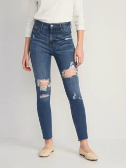 Old Navy Extra High-Waisted Rockstar 360° Stretch Super-Skinny Ripped Jeans For Women