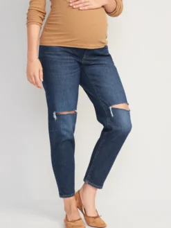 Old Navy Maternity Full Panel O.G. Straight Ripped Ankle Jeans