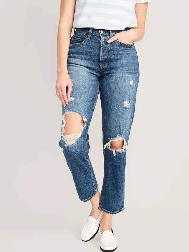 Old Navy Curvy Extra High-Waisted Sky-Hi Straight Button-Fly Ripped Jeans For Women 3 Old Navy Curvy Extra High-Waisted Sky-Hi Straight Button-Fly Ripped Jeans For Women