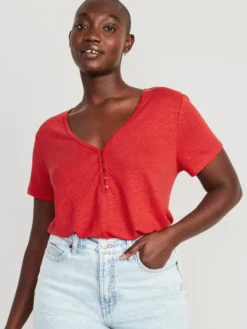 Old Navy Linen-Blend V-Neck Henley T-Shirt For Women -Eddie Bauer Store https3A2F2Foldnavy.gapcanada.ca2Fwebcontent2F00532F1372F9302Fcn53137930.jpg 640x