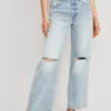 Old Navy Extra High-Waisted Ripped Baggy Wide-Leg Non-Stretch Jeans For Women