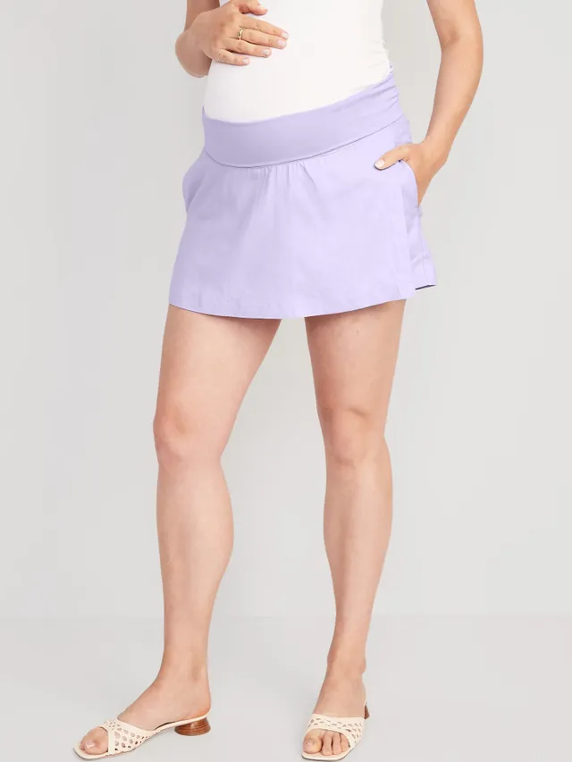 Old Navy Maternity Rollover-Waist Linen-Blend Skort 10 Old Navy Maternity Rollover-Waist Linen-Blend Skort - Image 8