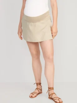 Old Navy Maternity Rollover-Waist Linen-Blend Skort
