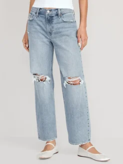 Old Navy Mid-Rise Boyfriend Loose Ripped Jeans For Women
