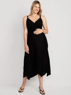 Old Navy Maternity Waist-Defined Sleeveless Crepe Maxi Dress
