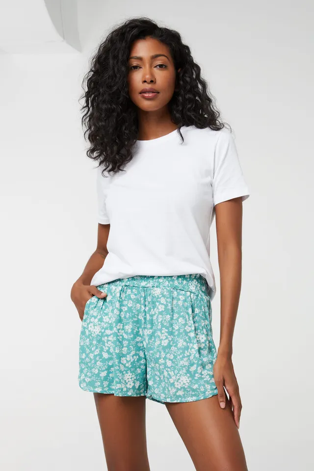 Ardene Smocked-Waist Dolphin Shorts In Green | Size | 100% Cotton/Polyester/Rayon 3 Ardene Smocked-Waist Dolphin Shorts In Green | Size | 100% Cotton/Polyester/Rayon