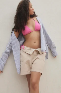 Ardene Carpenter Midi Shorts In Beige | Size | 100% Cotton