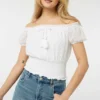 Ardene White Off Shoulder Top | Size | Polyester
