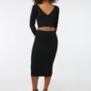Ardene Midi Ribbed Pencil Skirt In | Size | Nylon/Spandex